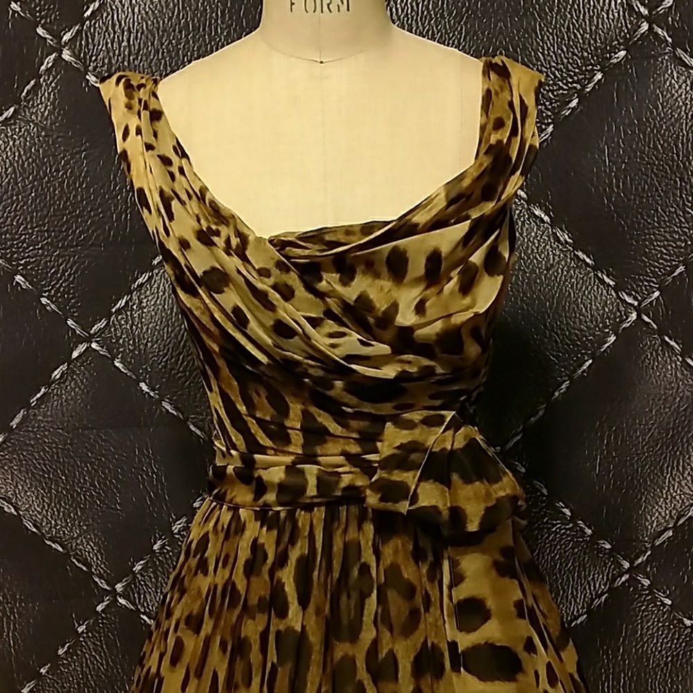 Dolce and Gabbana Silk Chiffon Leopard party dress